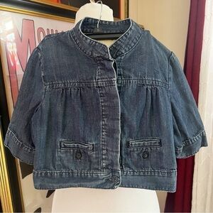 GAP Limited Edition Peter Pan Collar Button Down Cargo Blue Denim Jacket Size XS